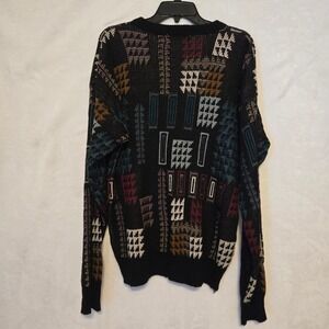 VINTAGE Campus Mens XL Abstract Geometric Knit Sweater Long Sleeve
